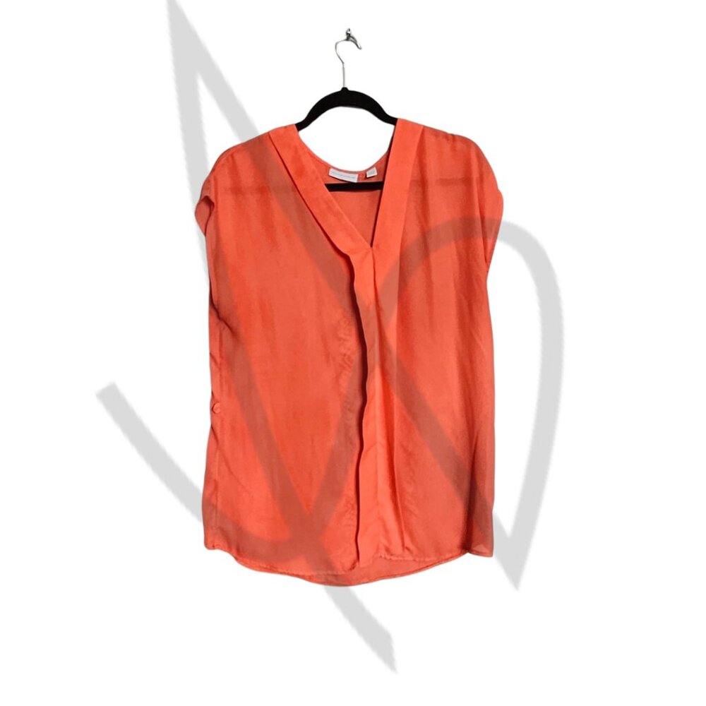 New York & Co. Bright Coral V-Neck Blouse - L